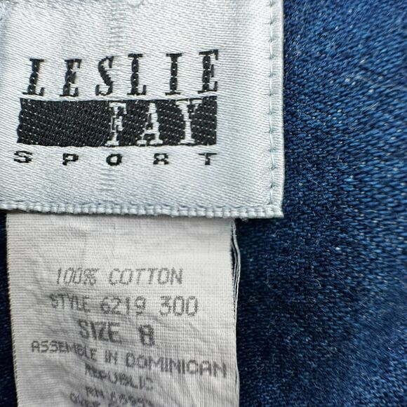 LESLIE FAY Women's 8 Vintage Sport Dark Denim Jumpsuit Jeans Pockets Long Sleeve - Picture 3 of 7